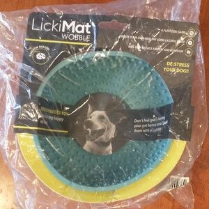 LickiMat Wobble Dog Bowl - Blue and Yellow